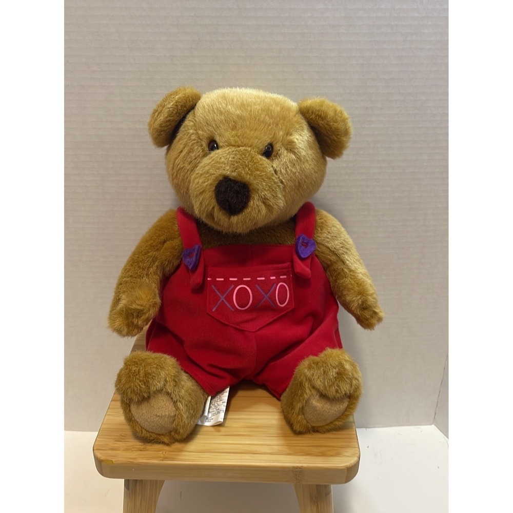 HALLMARK XOXO Overalls the Brown Bear Salopette Light‎ Brown Teddy Plush 13"